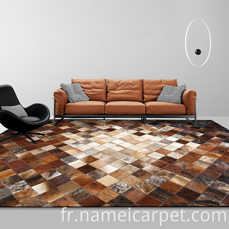 Luxury Cowhide Patchwork Leather Carpet Rugs